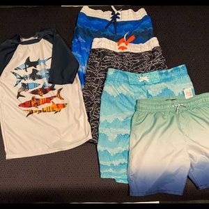 Lot of Old Navy boys swim trunks & swim shirt. Sizes 8-10 & 10-12. Gently used.